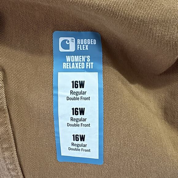 Carhartt NWT Womens pants brown rugged Flex Relaxed BN4296 Double Front Sz 16 R - Picture 7 of 12